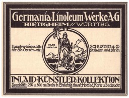 Original Werbung - 1914 - Germania Linoleum-Werke In Bietigheim , Inlaid-Künstler !!! - Bietigheim-Bissingen