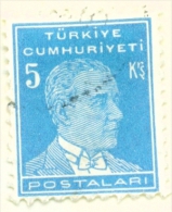 TURKEY  -  1931 To 1954  Kemal Attaturk Definitive  5k  Used As Scan - Usati