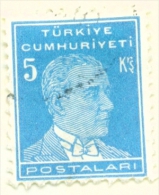 TURKEY  -  1931 To 1954  Kemal Attaturk Definitive  5k  Used As Scan - Usados