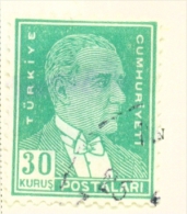 TURKEY  -  1931 To 1954  Kemal Attaturk Definitive  30k  Used As Scan - Usati