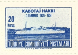 TURKEY  -  1951  Coastal Trading Rights  20k  Mounted/Hinged Mint - Nuovi