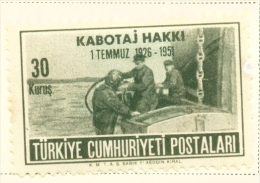 TURKEY  -  1951  Coastal Trading Rights  30k  Mounted/Hinged Mint - Nuovi
