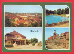 161525 / Döbeln - UBERSICHT , STADTBAD POOL Swimming , BLICK ZUM RATHAUS - Germany Allemagne Deutschland Germania - Doebeln