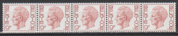 Belgique N° R70 *** S.M. Le Roi Baudouin - Bande De Cinq Avec Numéro - 1980 - Coil Stamps