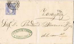 11645. Carta Entera Luto BARCELONA 1871. Parrilla Numeral 2. Alegoria - Brieven En Documenten