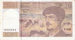 BILLETE DE FRANCIA DE 20 FRANCS DEL AÑO 1997  (BANKNOTE) CLAUDE DEBUSSY - 20 F 1980-1997 ''Debussy''