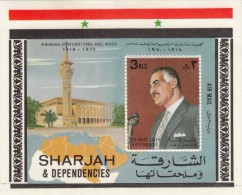 Sharjah Egypt 1970 President Gamal Abdel Nasser Commemorative - Blocs-feuillets