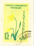 TURKEY  -  1955  Spring Flowers  15k  Used As Scan - Oblitérés