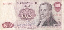 BILLETE DE CHILE DE 100 PESOS DEL AÑO 1980  (BANKNOTE) RARO - Cile