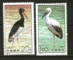 Cigognes De Chine.  2 T-p Neufs ** - Storks & Long-legged Wading Birds