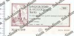 Banca Calderari & Moggioli Trento - MINIASSEGNI - [10] Scheck Und Mini-Scheck