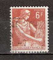 Timbre France Y&T N°1115 (06) Obl.  Type Moissonneuse  6 F. Brun-jaune. Cote 0,15 € - 1957-1959 Moissonneuse