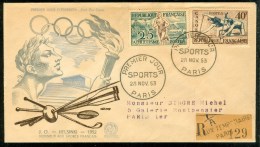 FRANCE Complete Set On Three Registered Illustrated Olympic Covers With First Day Cancel - Summer 1952: Helsinki