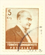 TURKEY  -  1955  Kemal Attaturk  5k  Used As Scan - Oblitérés