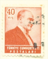 TURKEY  -  1955  Kemal Attaturk  40k  Used As Scan - Used Stamps