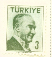 TURKEY  -  1956  Kemal Attaturk  3k  Mounted/Hinged Mint - Nuovi