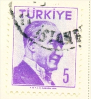 TURKEY  -  1956  Kemal Attaturk  5k  Used As Scan - Oblitérés