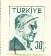 TURKEY  -  1956  Kemal Attaturk  30k  Used As Scan - Used Stamps