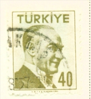 TURKEY  -  1956  Kemal Attaturk  40k  Used As Scan - Used Stamps