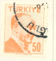 TURKEY  -  1956  Kemal Attaturk  50k  Used As Scan - Used Stamps