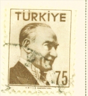 TURKEY  -  1956  Kemal Attaturk  75k  Used As Scan - Used Stamps