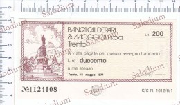 Banca Calderari & Moggioli Trento - MINIASSEGNI - [10] Cheques En Mini-cheques