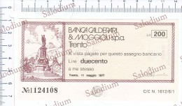Banca Calderari & Moggioli Trento - MINIASSEGNI - [10] Checks And Mini-checks