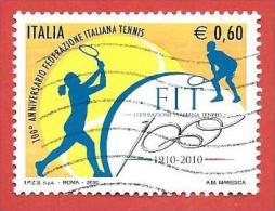 ITALIA REPUBBLICA USATO - 2010 - 100º Anniversario Della Federazione Italiana Tennis - € 0,60 - S. 3200 - 2011-20: Used