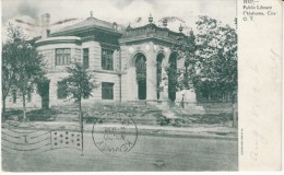 Oklahoma City O.T. Public Library, Architecture, Oklahoma Territorial Flag Cancel Postmark, C1900s Vintage Postcard - Libraries