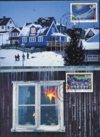 PA1248 Greenland 2000 Christmas Stars 2v Maximum Card MNH - Cartas & Documentos