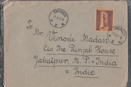 POLAND, 1957, Postally Used Airmail From Poland To India, 1 V, Swieboozin, Statue, - Usados
