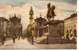 TORINO SAINT CARLO SQUARE ITALY EARLY ANIMATED 1900s VINTAGE UNUSED POSTCARD - Places & Squares