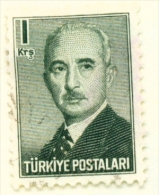 TURKEY  -  1948  President Inonu  1k  Used As Scan - Oblitérés