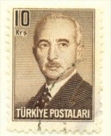 TURKEY  -  1948  President Inonu  10k  Used As Scan - Used Stamps