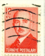 TURKEY  -  1948  President Inonu  12k  Used As Scan - Used Stamps