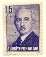 TURKEY  -  1948  President Inonu  15k  Used As Scan - Oblitérés