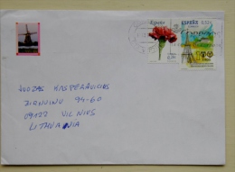 Cover From Spain To Lithuania On 2014 Club Deportivo Boscania Stadium Flower Windmill - Storia Postale