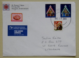 Cover From USA To Lithuania On 2013 Christmas Noel - Cartas & Documentos