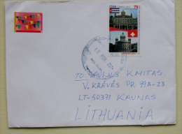 Cover From Kuba To Lithuania On 2014 Diplomatic With Switzerland Suisse Flag - Storia Postale