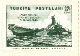 TURKEY  -  1946  USS Missouri  271/2k  Mounted/Hinged Mint - Unused Stamps