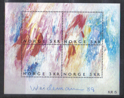 Norway Mi Bl 11  Stamp Day Modern Paintings Weidemann    Sheet   1989  MNH - Blocs-feuillets