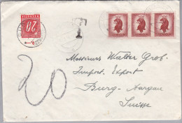 Luxemburg 1946-09-02 Brief Nach Burg Aargau Strafporto 20Rp. - Brieven En Documenten