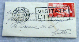 STORIA POSTALE- 1938 20 CENT AUGUSTO SU BUSTA TIMBRO VISITATE L ITALIA - Altri & Non Classificati