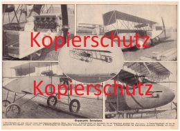 Original Zeitungsausschnitt - 1911 - Gepanzertes Flugzeug , Astra-Dreidecker , Farman-Doppeldecker , Paulhan-Dreidecker - Aviation