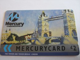 MERCURYCARD 2£ THE TOWER AND TOWER BRIDGE LONDON - [ 4] Mercury Communications & Paytelco