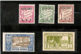 CONGO FRANCAIS  TIMBRE TAXE N°4/6/9/12/23  NEUF * - Unused Stamps