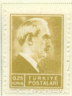 TURKEY  -  1942  President Inonu  0.25k  Mounted/Hinged Mint - Unused Stamps