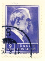 TURKEY  -  1942  President Inonu  9k  Used As Scan - Oblitérés