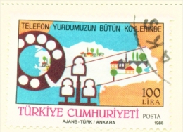 TURKEY  -  1988  Telephone Network  100l  Used As Scan - Oblitérés
