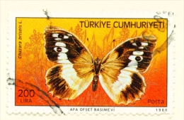 TURKEY  -  1988  Butterflies  200l  Used As Scan - Oblitérés
